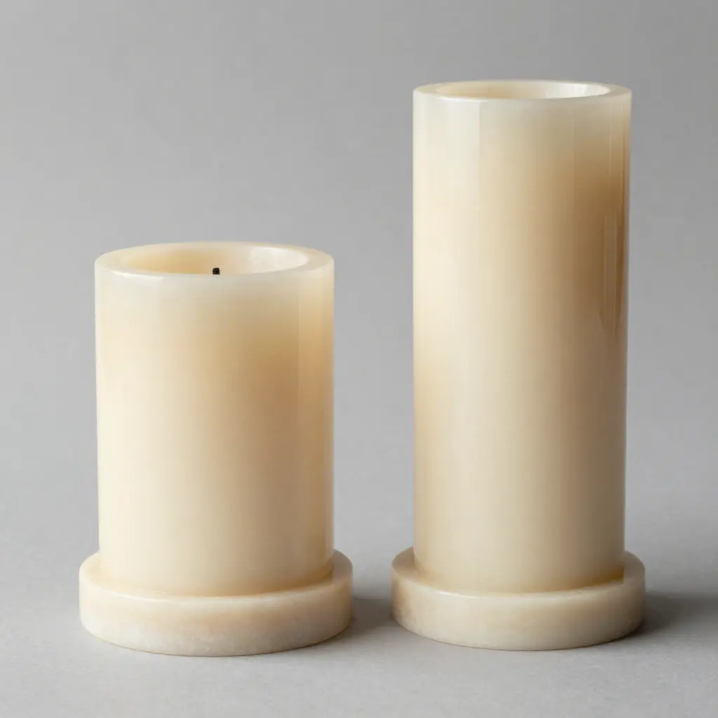 Travertine candle holders set